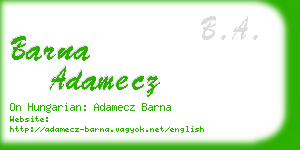 barna adamecz business card